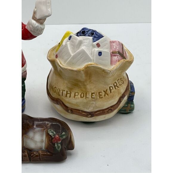 VTG Fitz & Floyd Christmas Santa mail North Pole Express Salt pepper shakers & B - Picture 5 of 12